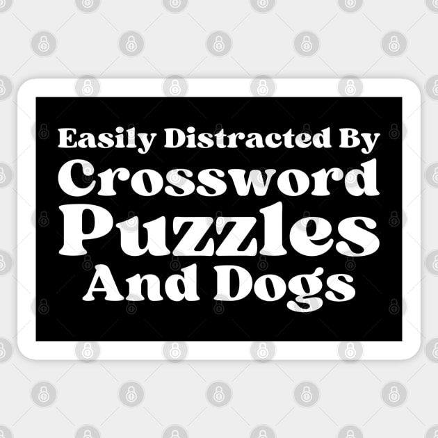 Easily Distracted By Crossword Puzzles And Dogs Sticker by HobbyAndArt